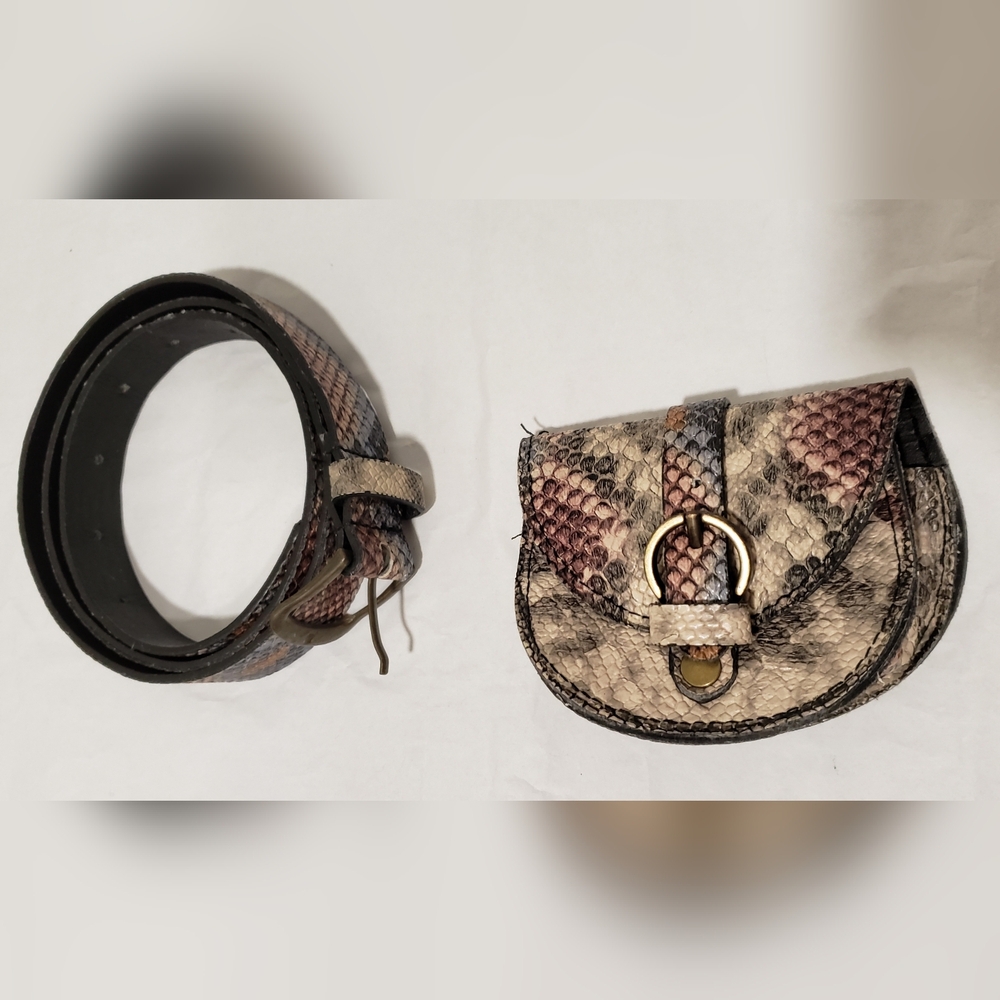 Zara Snakeskin Mini Bag with Belt - Black and Brown
